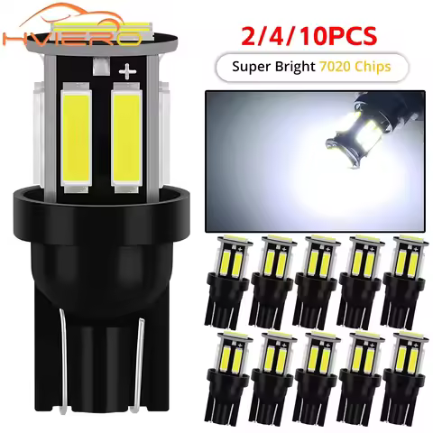 2/4/10X T10 W5W 10Led 7020 Car LED 194 168 Wedge Turn Signal Reverse Dome License Plate Trunk Readin
