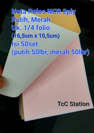 1 PAK 5 BUKU Nota Polos NCR 2ply 1/4 folio 2 Rangkap Putih Merah 1/4f Carbon NCR 2 ply POLOS TANPA C