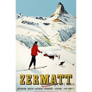 Vintage Ski Poster Art - Zermatt & Chamonix Retro Travel Canvas for Home Decor 0311