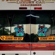 Decal sticker for phone number + lucky cat Combo complete set - On request, 16-seat car.