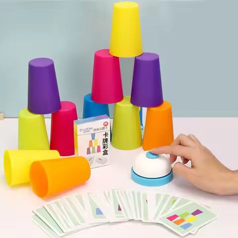 Kids Montessori Toys Stack Cup Battle Table Game with Card Educational Intellectual Enlightenment Co