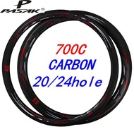 700c Road Bike Rims Clincher Carbon Cycle Road Bicycle Felly 40mm 55mm Felloe Carbon Rim UD3K Twill C/V Brake Edge 20 24