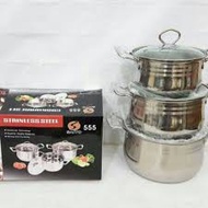 Saito 555 Stainless Steel Pot Set 6pc GN CG1 Glass Lid