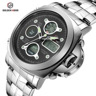Leisure quartz watch multifunctional steel band men's watch waterproof watch tide brand Japanese ele