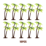 10 Pcs Miniatur Pohon Kelapa Pantai Palm Coconut Trees Forest Leaves Hiasan Cake Topper Kue