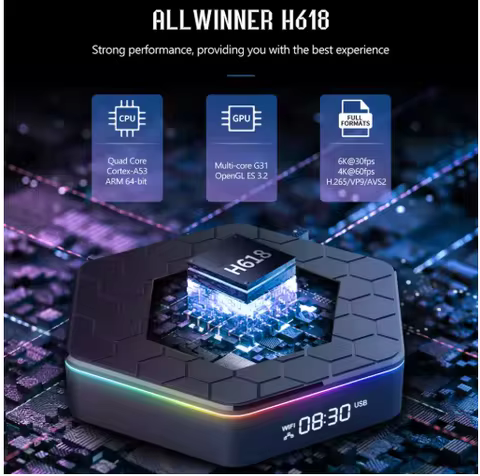 T95Z Plus Android 12 TV BOX RGB Light 8K Ultra HD 2.4G/5G Wifi6 4GB 32GB 64GB Allwinner H618 Quad Co
