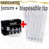 A pair of needles & dispo tips per board contains 5 pairs - coil tattoo needle + dispo tip RL / RS /