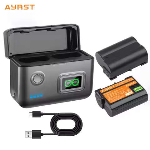 2550mAh EN-EL15C Battery And 15W Fast 2-Slot Charger For Nikon Z8 ZR Z7II ZF Z6III Z7 Z6II Z6 D850 D