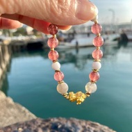 吞金獸灰月光草莓硨磲手串