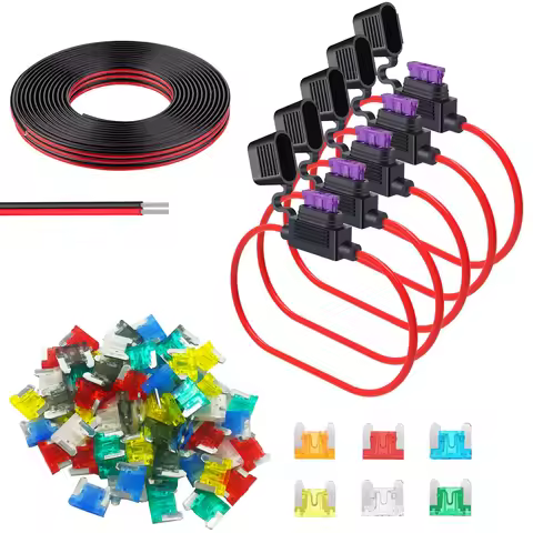 5 Pcs 16/18 AWG Fuse Holder ATC/ATO in-Line Automotive Blade Fuse Holder 60Pcs Mini Car Fuses 5A-30A