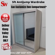 5feet Full Melamine Antijump Wardrobe (Full Mirror Door/Glass Door/Transparent Door)