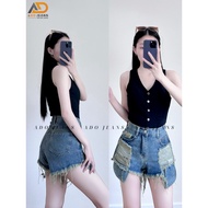 Shorts of women's jeans with tassels, women's high-waisted ripped denim shorts in unique colors S17