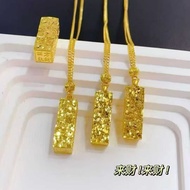 916 gold Sifanglaicai Broken Ice Ice Gold Bar Pendant /Semi-Hollow Gold Brick Pendant/charm gold 916