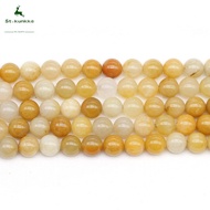 RE74 St.kunkka Natural Stone Round Beads - Yellow (1Strand/Lot 4 x 6 x 8 x 10 x 12mm)