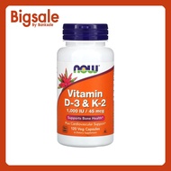 NOW Foods Vitamin D-3 & K-2 120 Veg Capsules