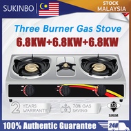 SUKINBO Gas Stove 3 Burners Stainless Steel Gas Stove Dapur gas 3 penunu dapur gas keluli tahan kara