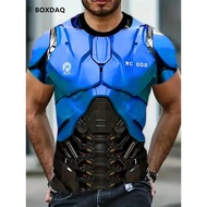 Men's Mecha Armor T-Shirts New Summer Oversized Short Sleeve 3D Print Street Fashion Male Tee 6XL Bi