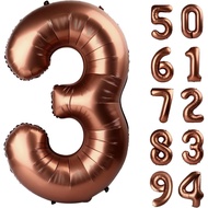Dark Brown 3 Balloon, Coffee Brown Number Balloons 40 Inch, Chocolate 3rd Birthday Decorations, Men 