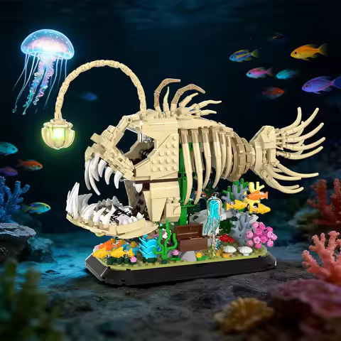 MOC Fossil Monkfish Building Blocks Model Light Emitting Fossil Lantern Fish Bricks Assemble Educati