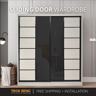 (FREE Shipping & FREE Installation) TECK SENG 8 Feet Sliding Doors Wardrobe / Anti-Jump / 2 Sliding 