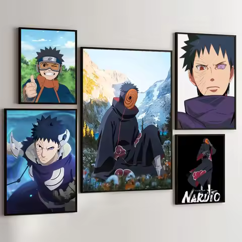 1PC NARUTO Uchiha Obito Poster Movie Sticky Posters Retro Kraft Paper Sticker DIY Room Bar Cafe Aest