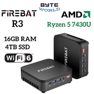 Firebat R3 AMD Ryzen 5 7430U Windows Mini PC 16GB DDR4 RAM 2TB SSD Gaming Computer Gaming PC Gaming