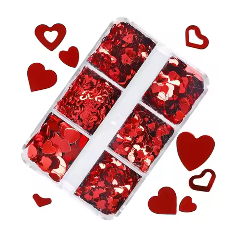 6 Grids Valentines Love Heart Sequins Glitter For Epoxy Resin Mold Fillings Slime Filler Mixed Flowe