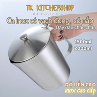 Stainless steel mug with graduated lid, stainless steel jar with graduation, stainless steel soup mu