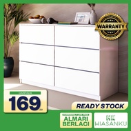 [BESAR] HK Almari Berlaci 6 Pintu/6 Tingkat Almari Baju/Drawer Chest/6 Chest Drawer/Wardrobe
