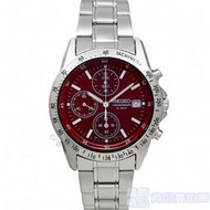 SEIKO精工 SBTQ045手錶 日本限定款 酒紅面 三眼計時 日期 鋼帶 石英錶 男錶【錶飾精品】