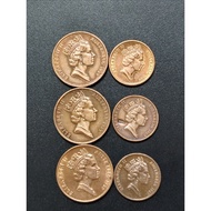 QE II 1 & 2 Cent 1980s ( 6 Coins )