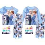 Ailubee Princess Frozen Anna Elsa cotton pyjamas long sleeves baby girl kids A1257 | baju tidur buda