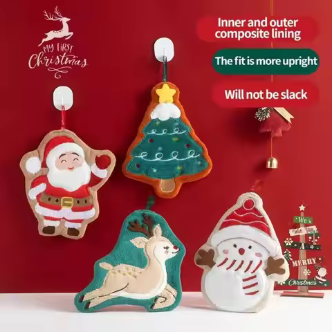 Water Absorption Christmas Hand Towels Quick-drying Coral Fleece Santa Claus Hand Towel Hanging Hang