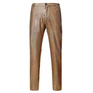 Mens Dancer Stage Pants Gold Silver Rainbow Plaid Sequin Trousers Men Disco Festival Christmas Party