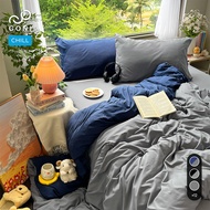 GONI CHILL duvet cover set in Navy Gray color - Elastic bed sheets 4-25cm high, sizes 1m, 1m2,1m4, 1