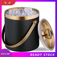 [ap4l43.] Ice Bucket, Stainless Steel, Double-Walled, Ice Bucket with Lid & Handle, 2 L,  Bucket