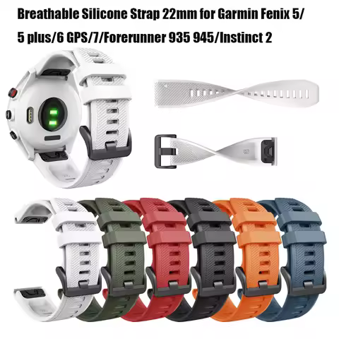 Breathable Silicone Strap 22mm for Garmin Fenix 5/5 plus/6 GPS/7/Forerunner 935 945/Instinct 2