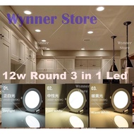 [1pc 12w/15w/18w] 3 in 1 Led Recess Downlight Plaster Ceiling Lamp LED Downlight Lampu Siling Rumah 