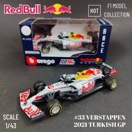 1:43 Scale F1 RB16B Max Verstappen 33 GP2021 Turkish Diecast Car Model Toy