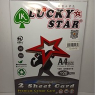 【1PACK=100SHEET ! ! !】LUCKY STAR A4 2 SHEET CARD 120GSM 100’s (LIGHT COLOUR)(Price For 1Pack)