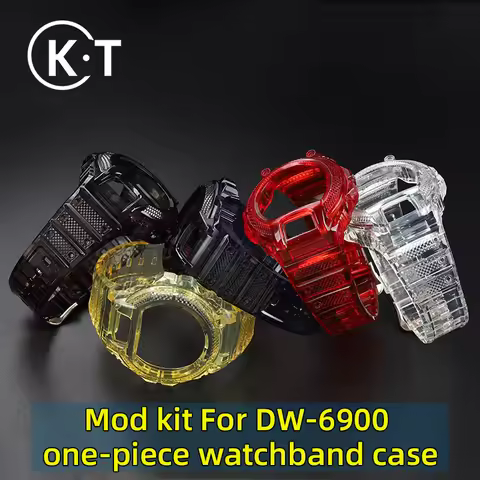 DW 6900 Case + strap for Casio G-Shock DW-6900 Transparent TPU Resin Silicone Bezel Band Men Women S