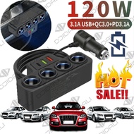 4-IN-1 Car Cigarette Lighter Adapter New 12V/24V Universal Socket 3.1A Charger Charger USB Car USB+Q