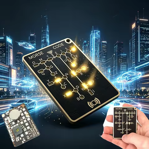 Morse code practice trainer card LED portable 7.7mm visual decoding adult telegram deepening memory 