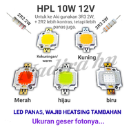 1-2x hpl 10W 12V warna +Resistor ke AKI led 10 watt lampu cob penerangan lampu motor lampu mobil pro