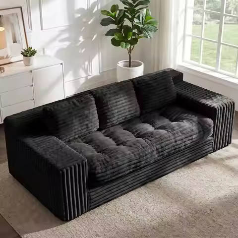 Couch, Cloud Loveseat Sofa Corduroy Couch in a Box, Upholstered Boneless 3 Seater Couch for Living R