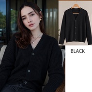 Rib knit sweater Cardigan Wanita