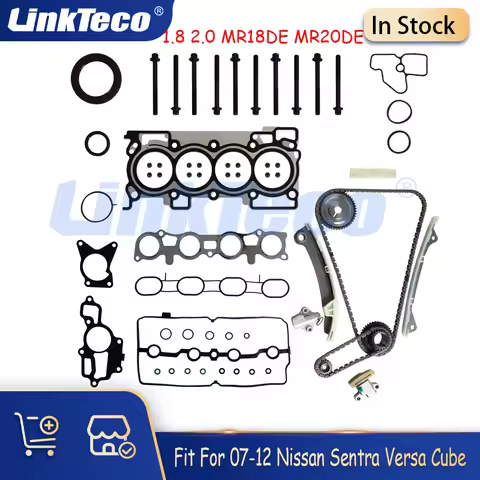 Engine Full Head Gasket Bolts Set Timing Kit Fit 2.0 1.8 L L4 Gas MR20DE MR18DE For 2007-2014 Nissan
