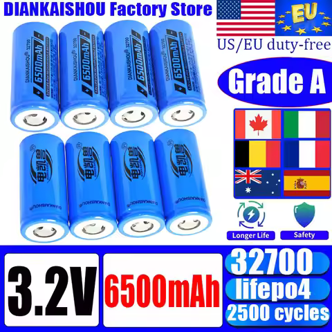 NEW 6.5Ah High Capacity 32700 3.2V high discharge Lifepo4 Rechargeable Battery for Power Bank Solar 