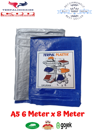 Terpal A5 6 Meter x 8 Meter Plastik Biru Silver Cap Korea/Terpal Kolam Ikan Tebal Kuat/Terpal Anti Air/Terpal Plastic/Terpal Mobil/Terpal Tenda/Terpal Warung/Terpal Murah/Terpal Kuat