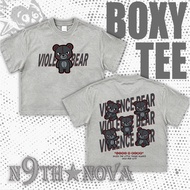 24H SHIP N9 THBOXY CROPPED Printed T-shirt Cartoon Bear Suture Viole Bear Like A Bear Enjoy The
